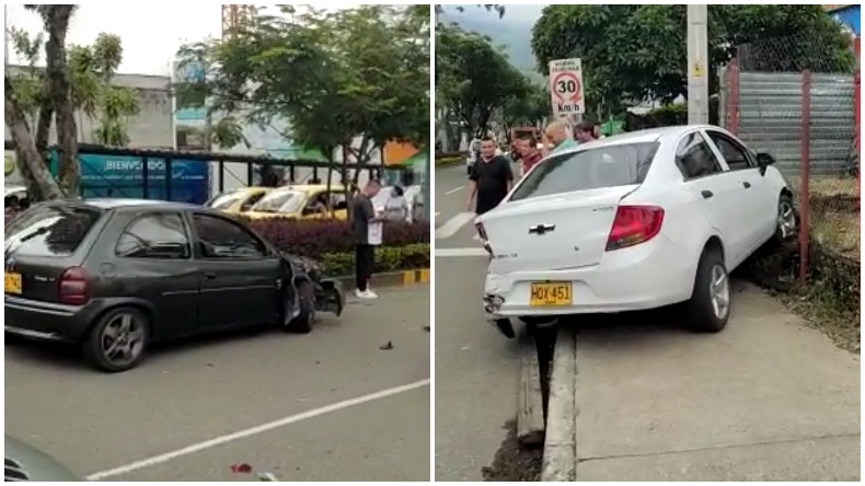 Fuerte accidente en la calle 60 por poco hace que un vehículo acabara en un parqueadero