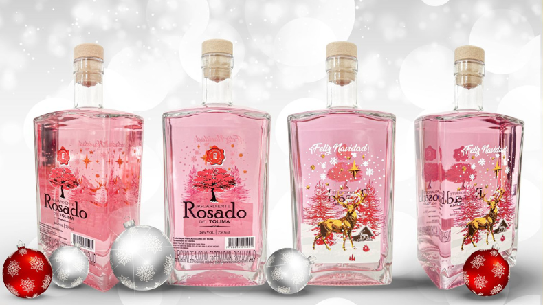 Aguardiente Rosado lanzó una botella edición especial de Navidad